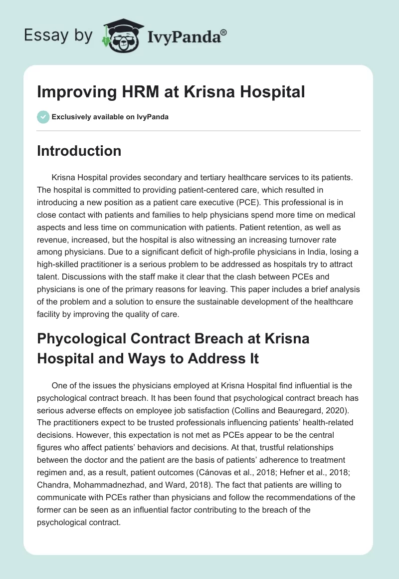 Improving HRM at Krisna Hospital. Page 1