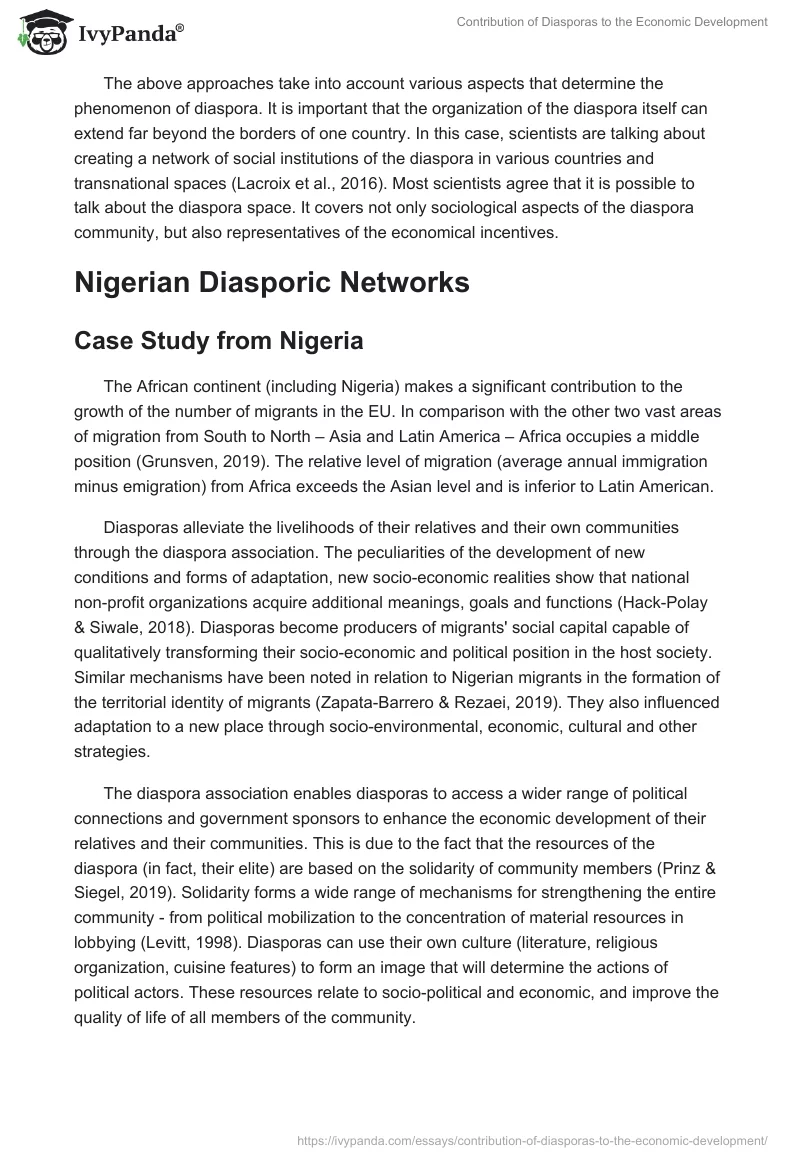 Contribution of Diasporas to the Economic Development. Page 4