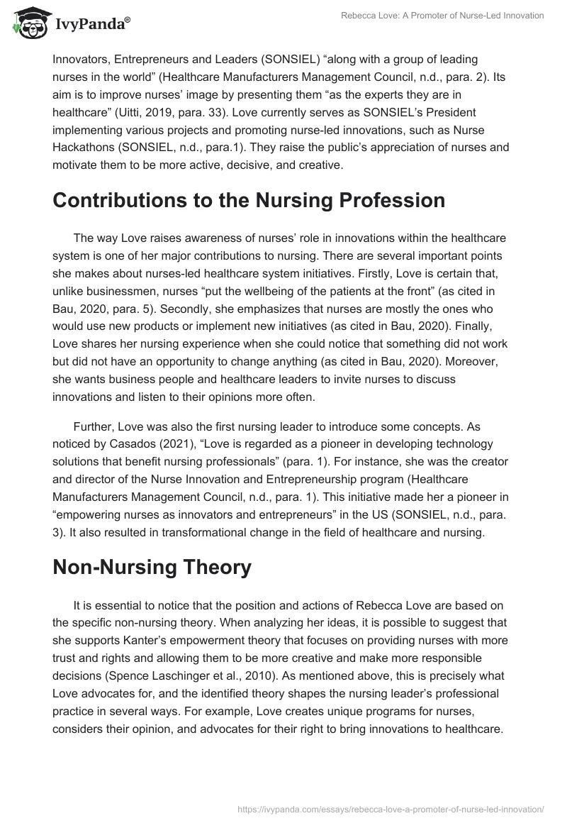 Rebecca Love: A Promoter of Nurse-Led Innovation. Page 2