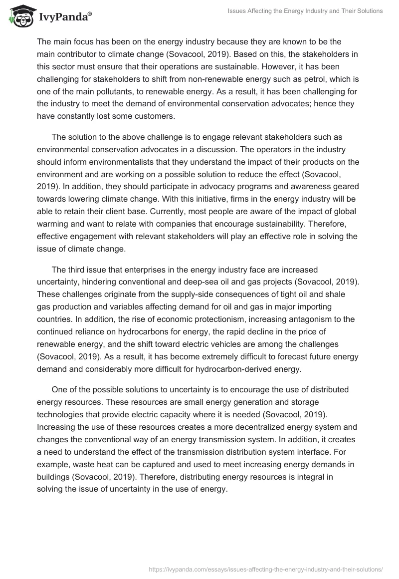 Issues Affecting the Energy Industry and Their Solutions. Page 2