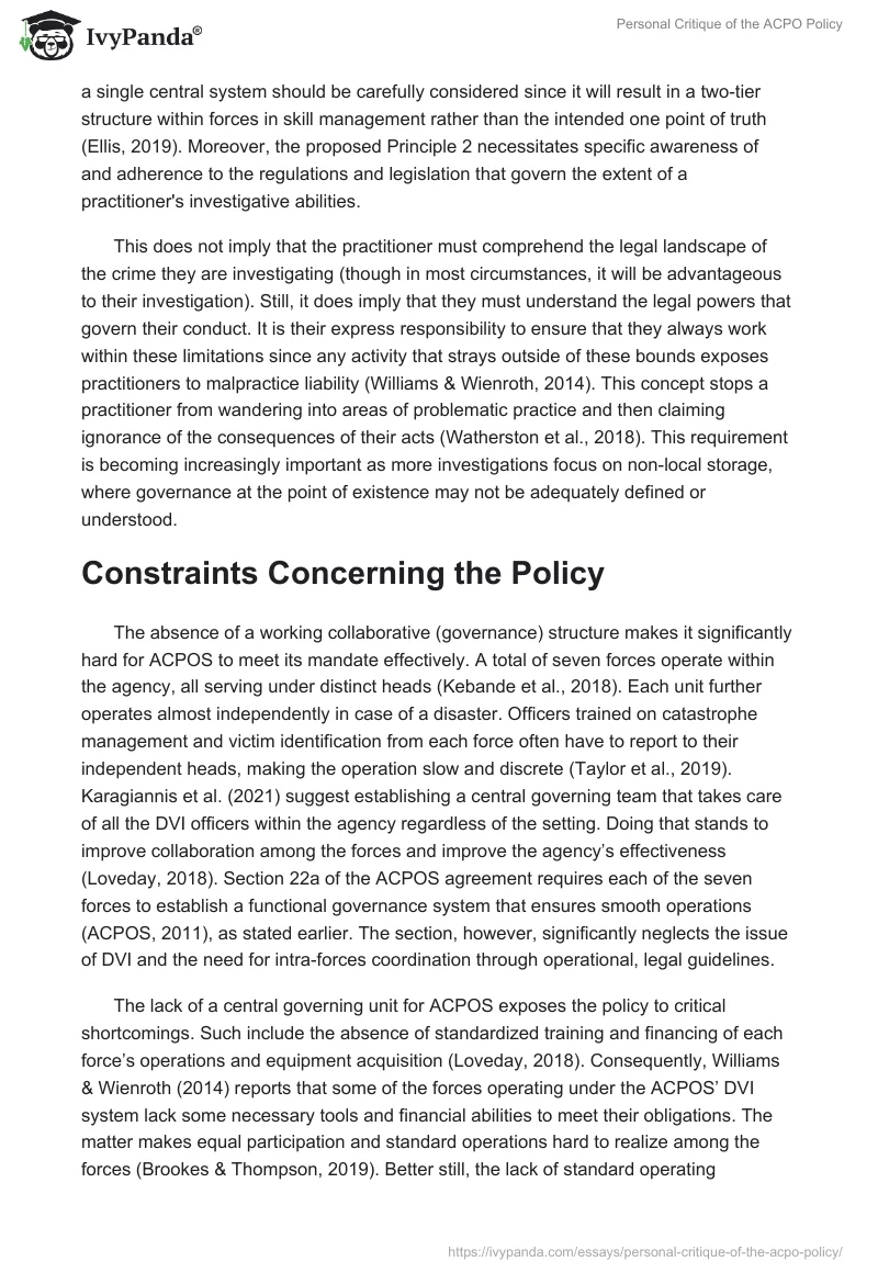 Personal Critique of the ACPO Policy. Page 2