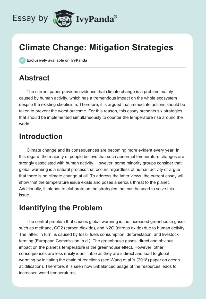 Climate Change: Mitigation Strategies. Page 1