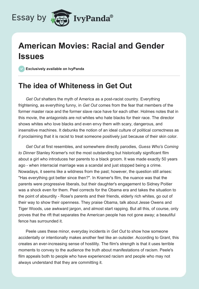 American Movies: Racial and Gender Issues. Page 1