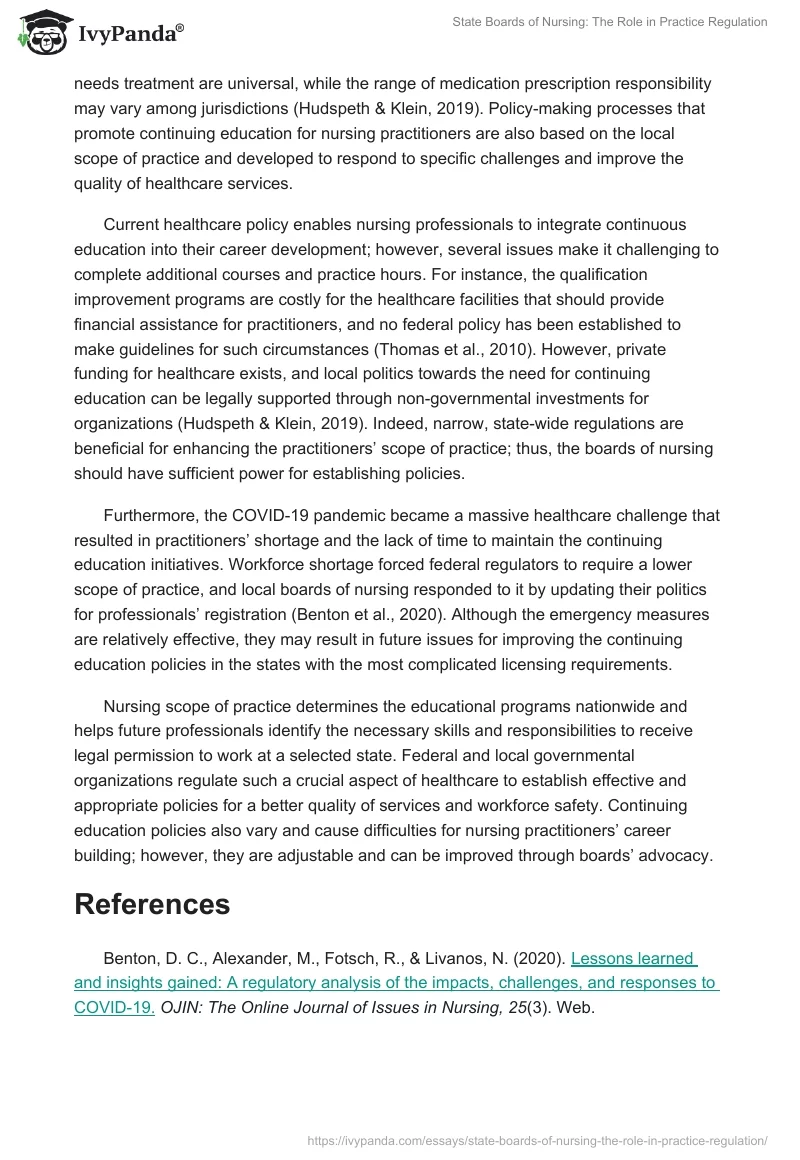 State Boards of Nursing: The Role in Practice Regulation. Page 2