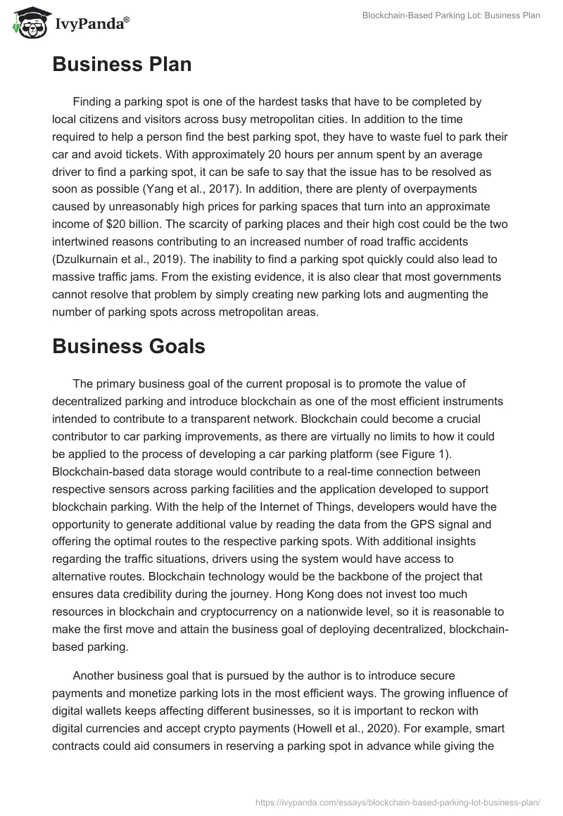 Blockchain-Based Parking Lot: Business Plan. Page 2