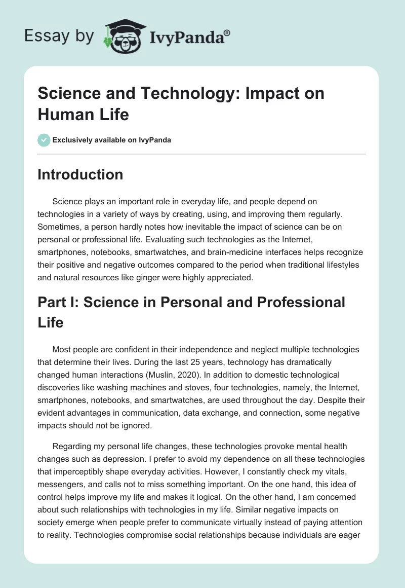 essay on impact of science and technology