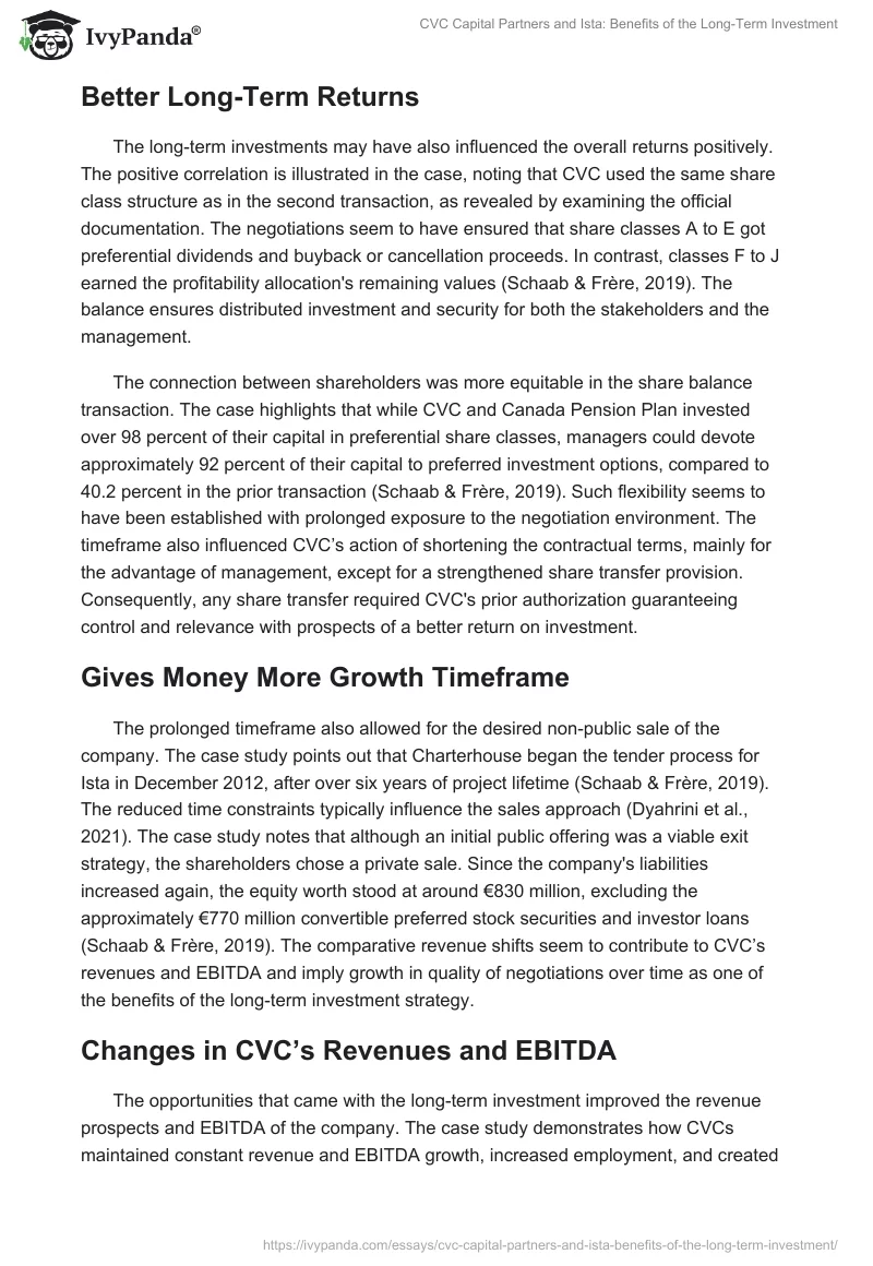 CVC Capital Partners and Ista: Benefits of the Long-Term Investment. Page 3