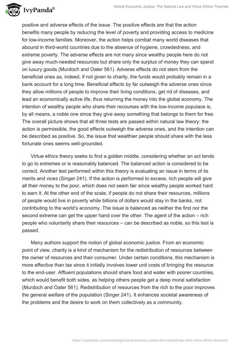 Global Economic Justice: The Natural Law and Virtue Ethics Theories. Page 2