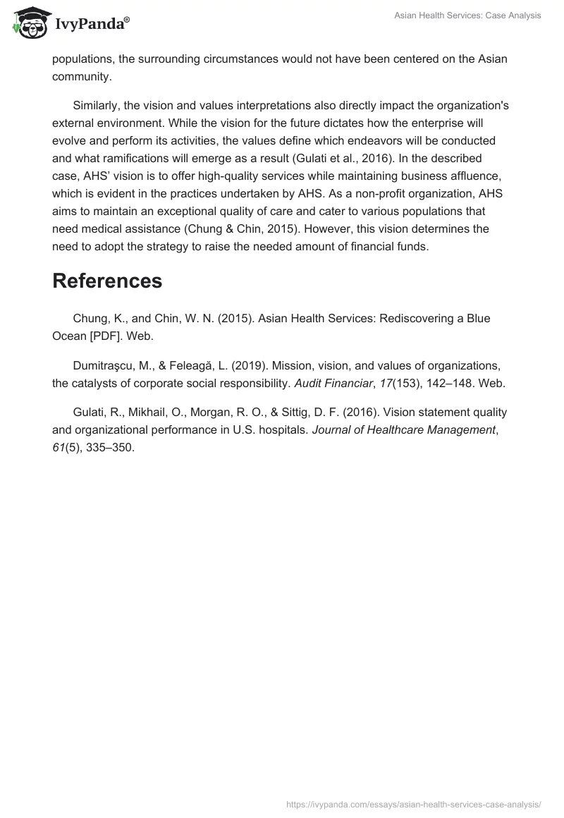 Asian Health Services: Case Analysis. Page 3