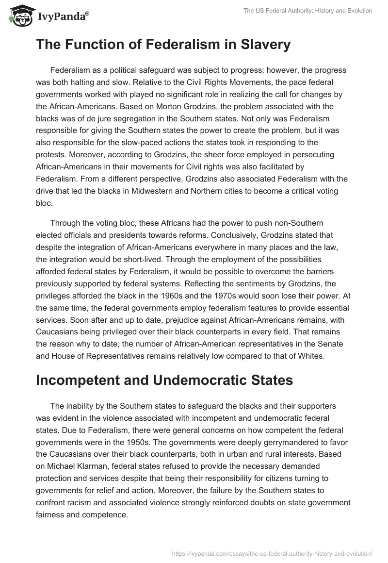 The US Federal Authority: History and Evolution. Page 4