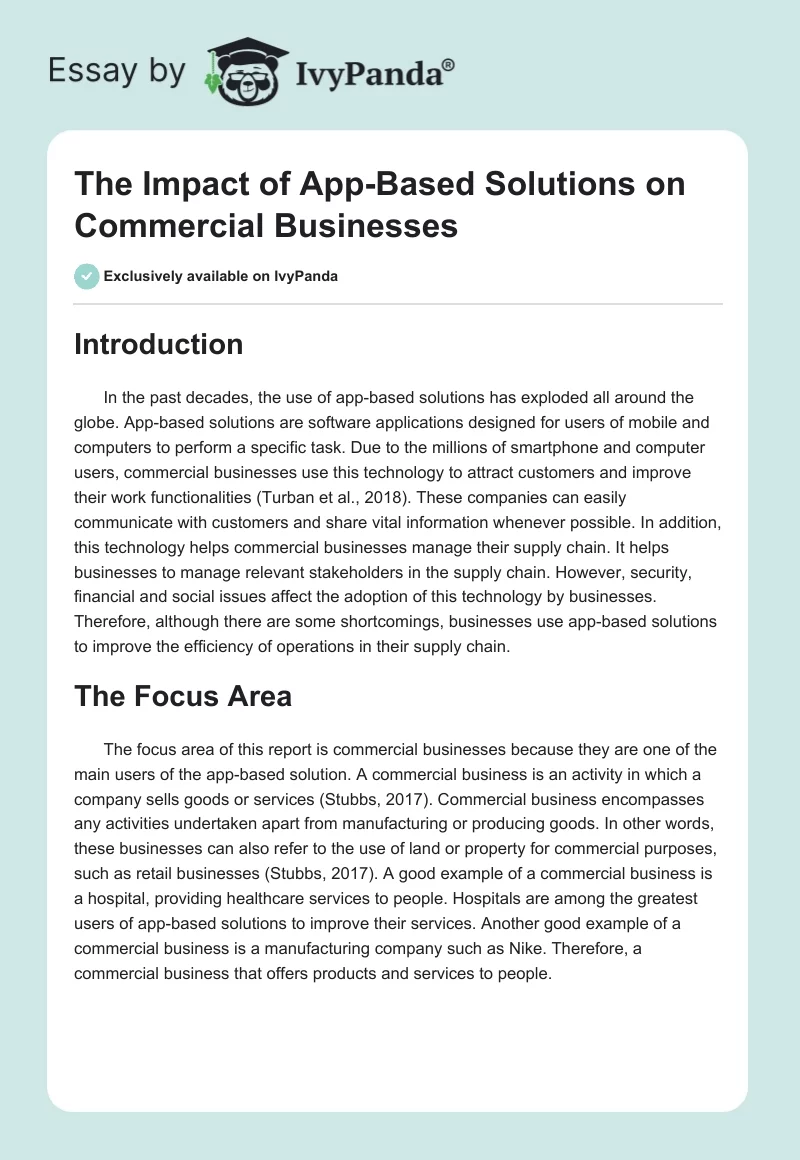 The Impact of App-Based Solutions on Commercial Businesses. Page 1