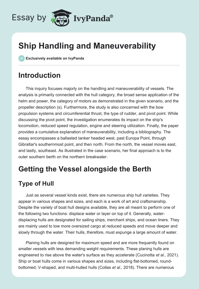 Ship Handling and Maneuverability. Page 1