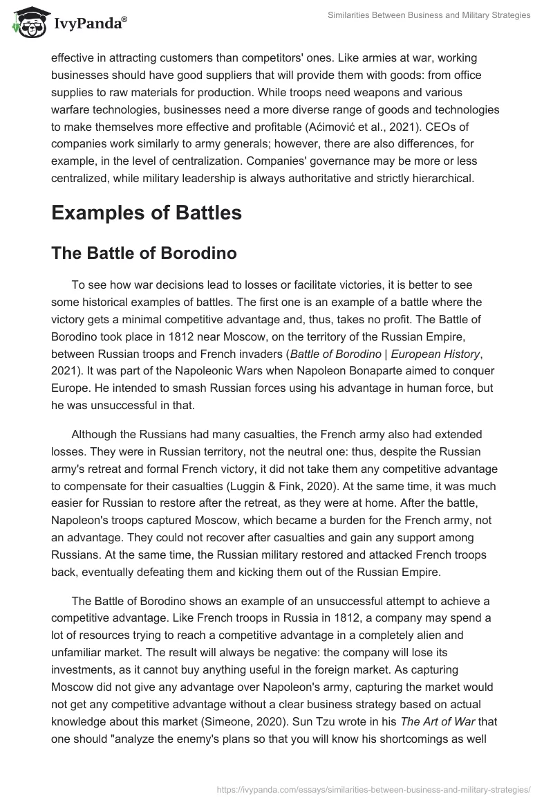 Similarities Between Business and Military Strategies. Page 2