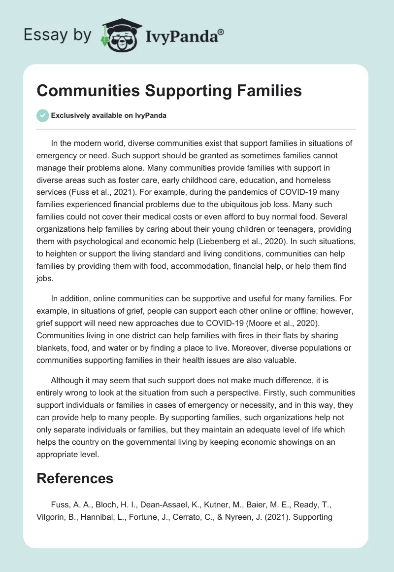 Communities Supporting Families. Page 1