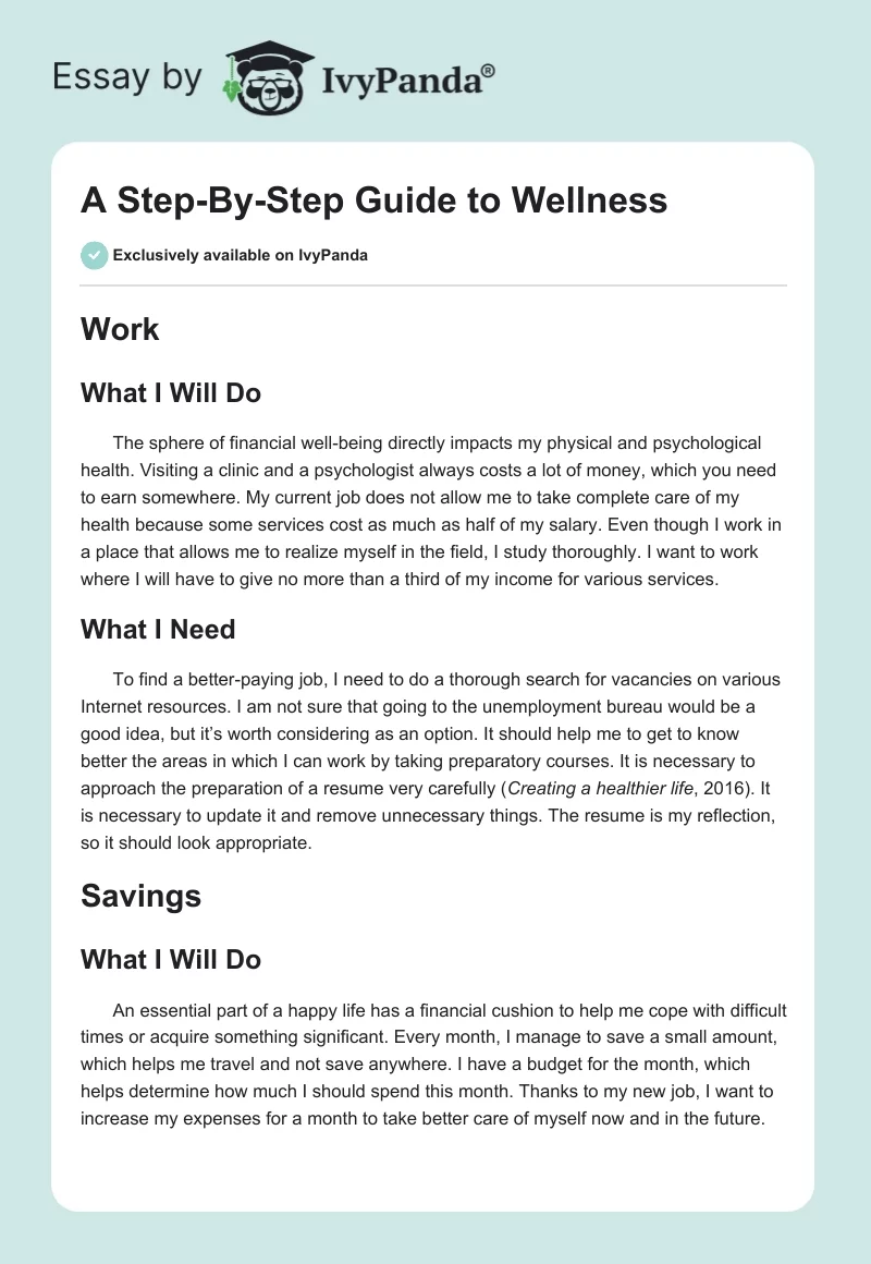 A Step-By-Step Guide to Wellness. Page 1
