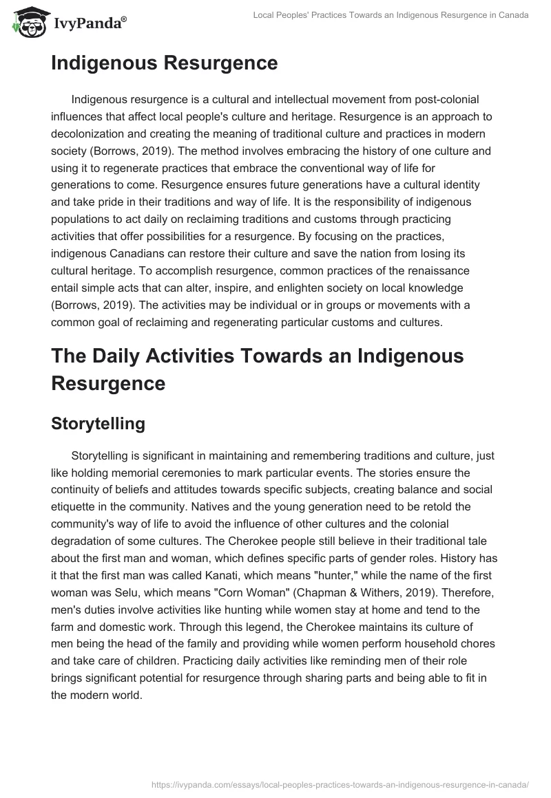 Local Peoples' Practices Towards an Indigenous Resurgence in Canada. Page 2