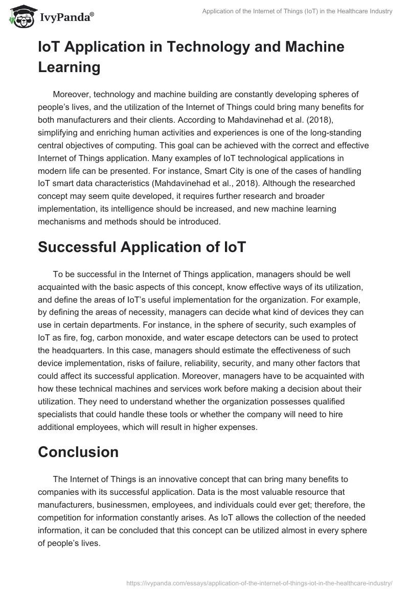 Application of the Internet of Things (IoT) in the Healthcare Industry. Page 2