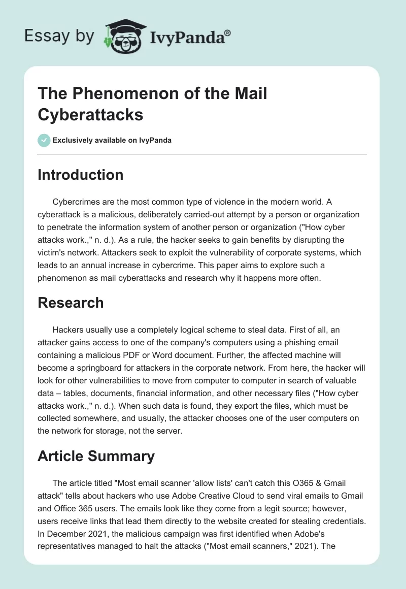 The Phenomenon of the Mail Cyberattacks. Page 1