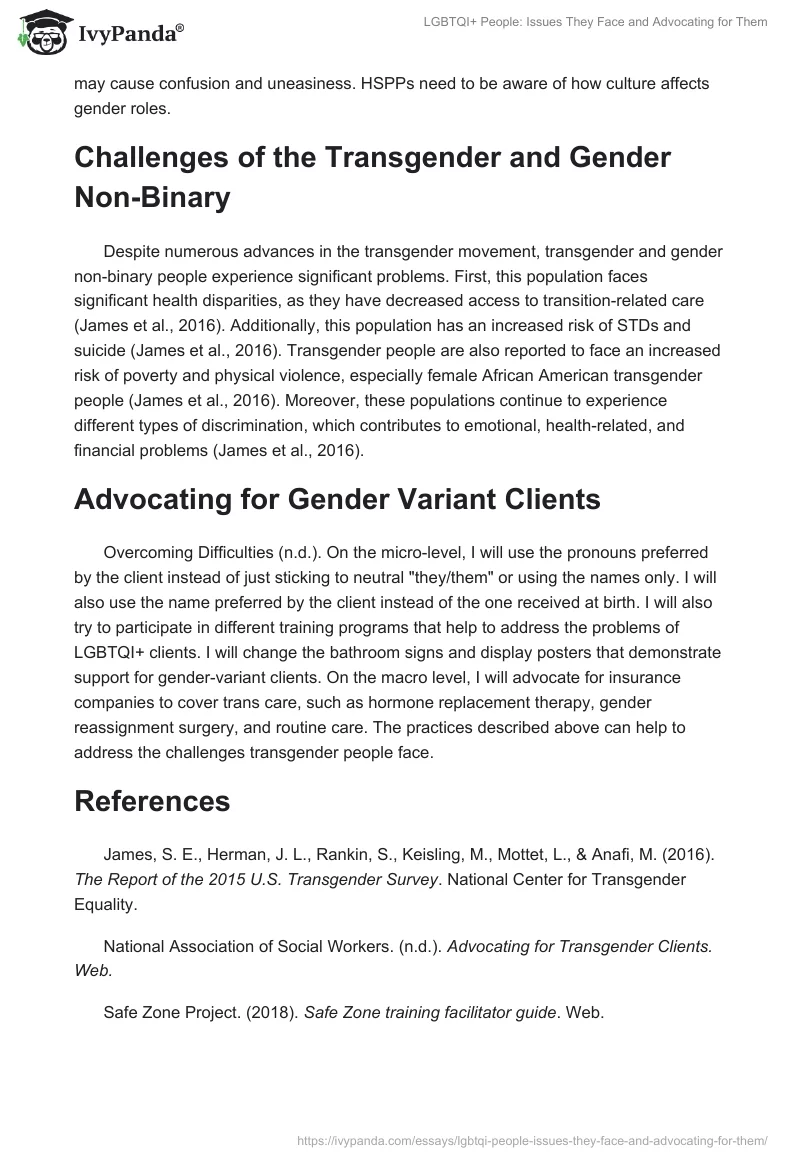 LGBTQI+ People: Issues They Face and Advocating for Them. Page 2