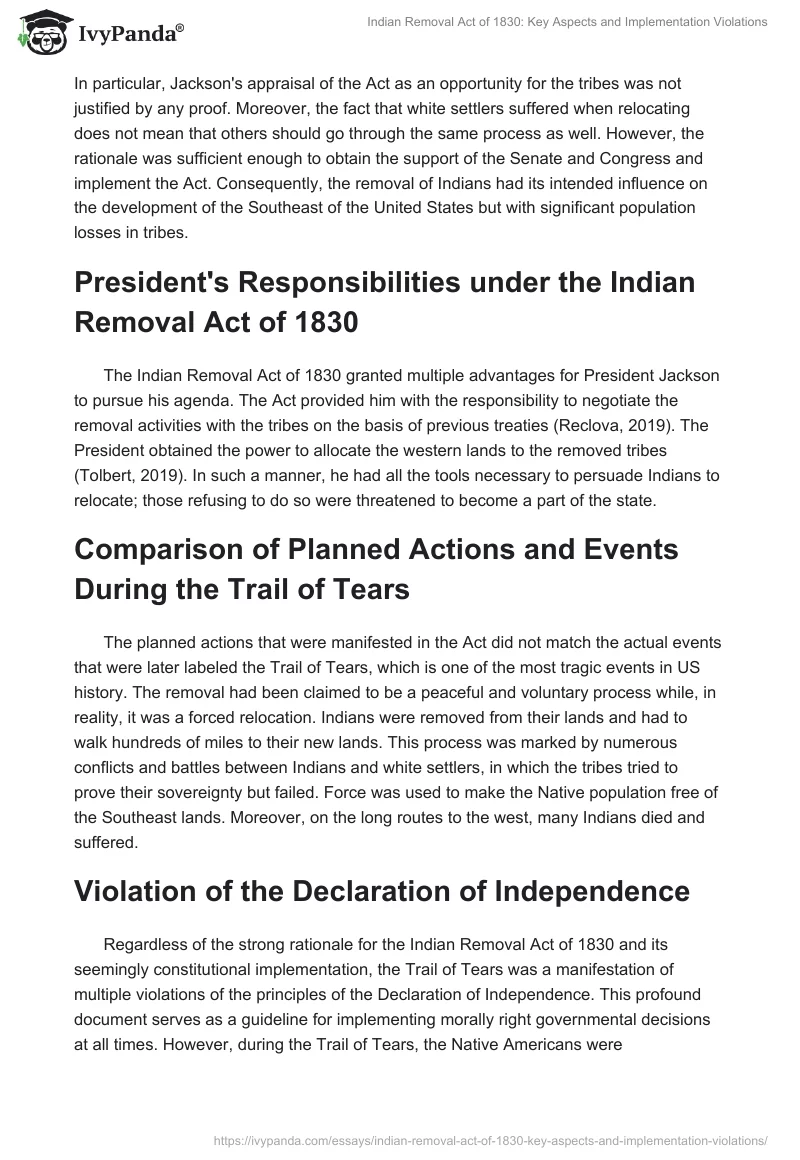 Indian Removal Act of 1830: Key Aspects and Implementation Violations. Page 2