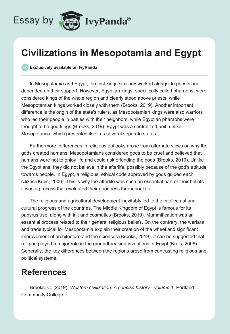 Civilizations in Mesopotamia and Egypt. Page 1