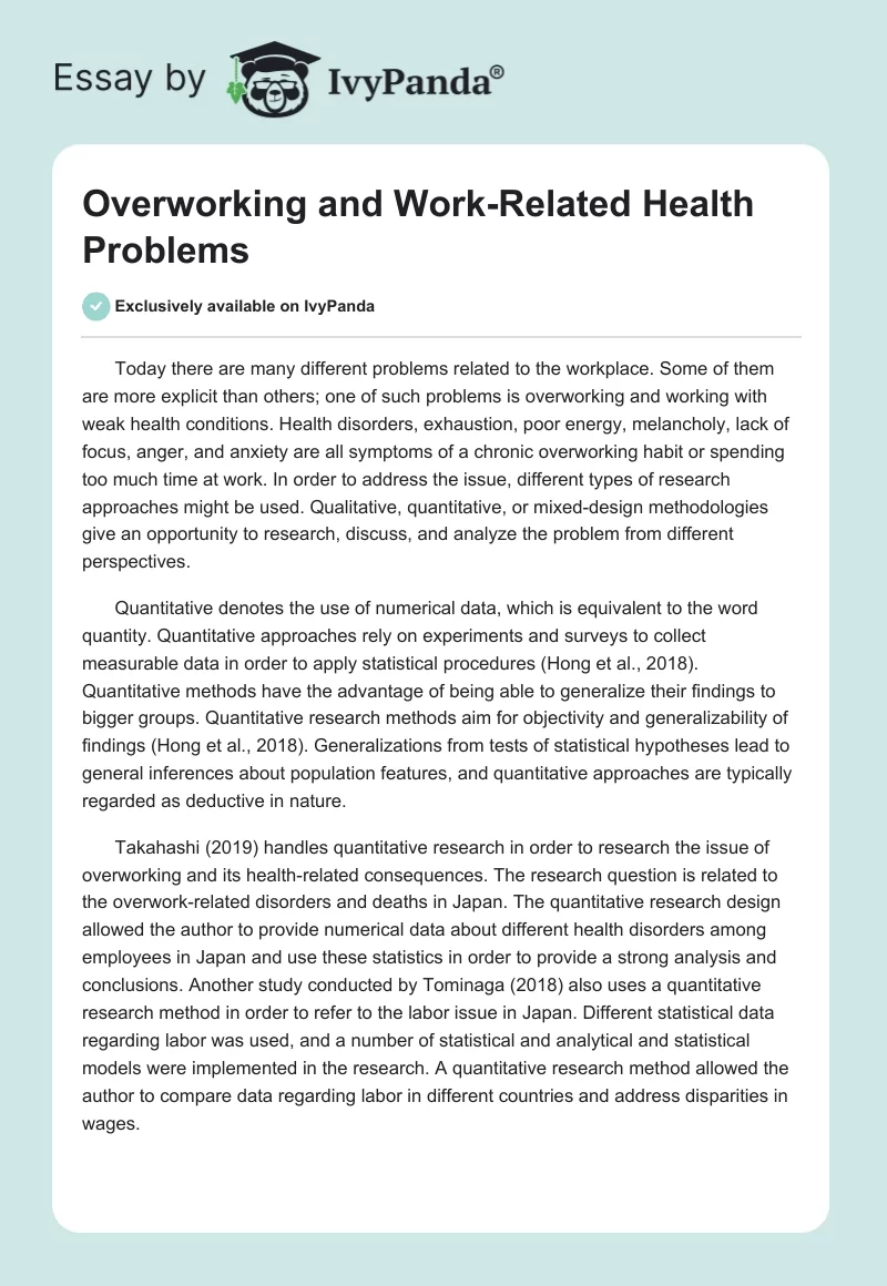 Overworking and Work-Related Health Problems. Page 1
