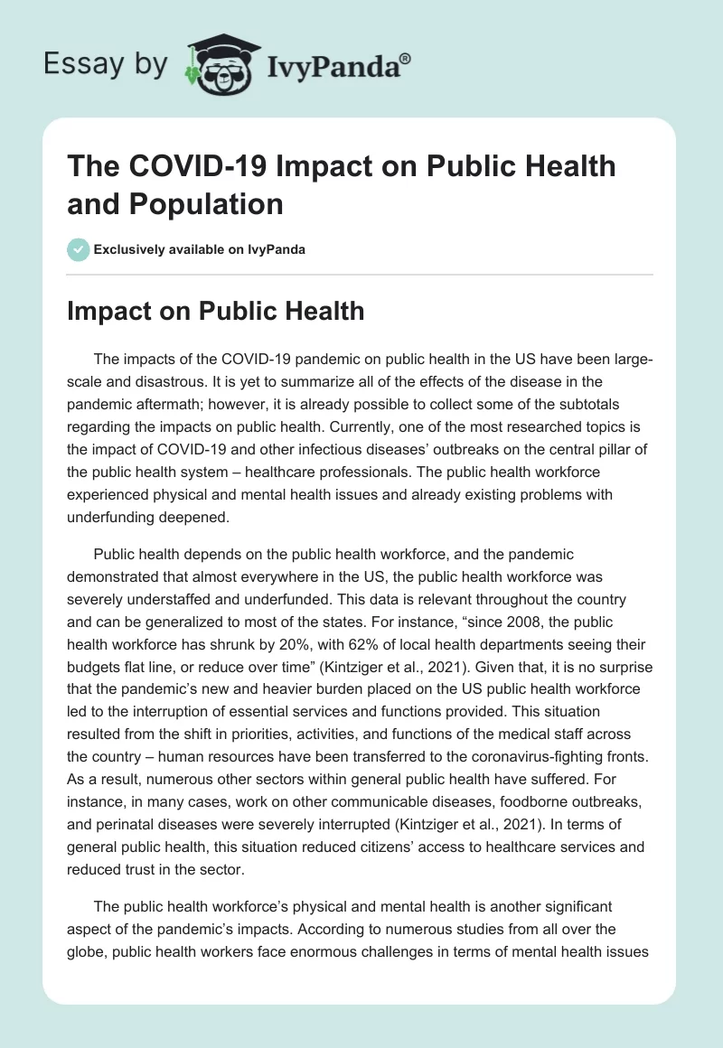 The COVID-19 Impact on Public Health and Population. Page 1