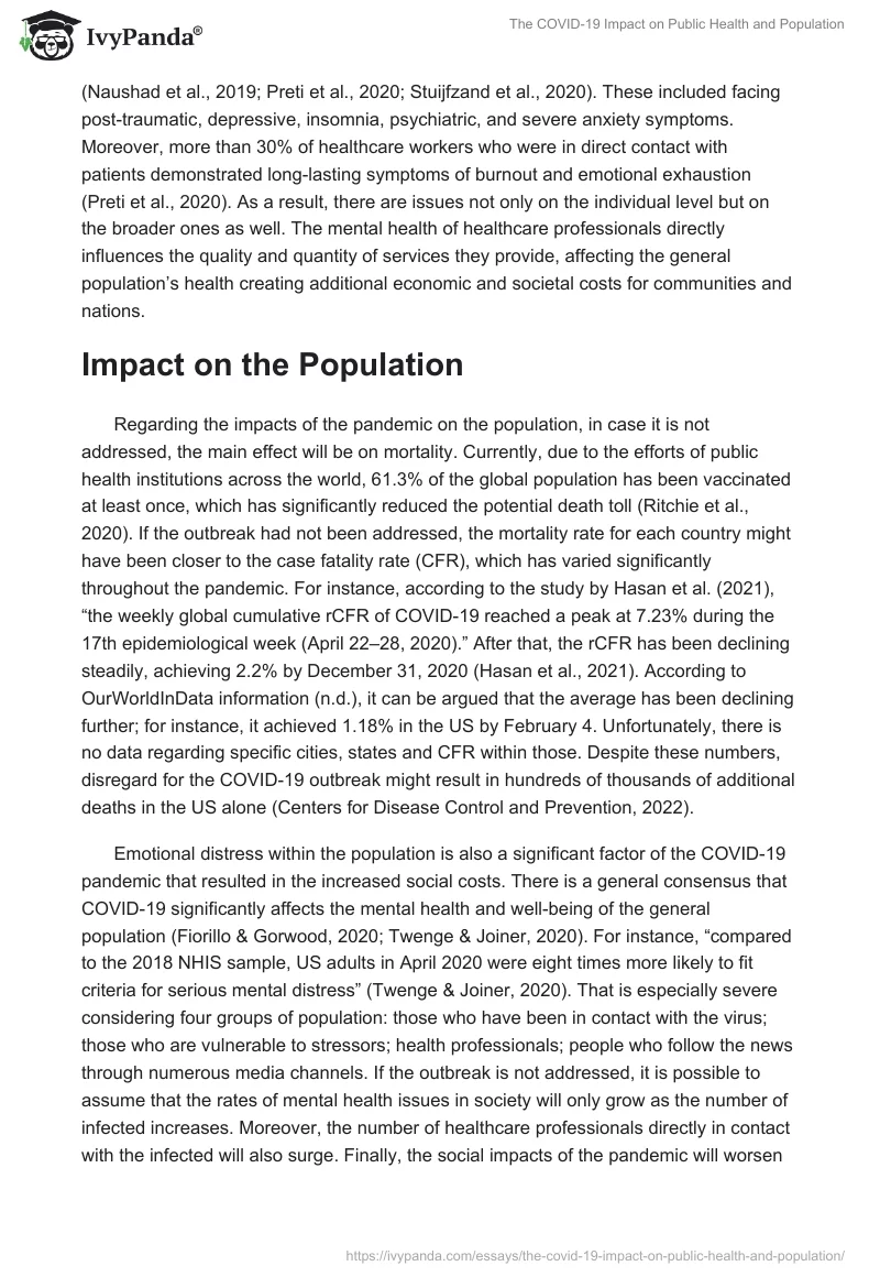 The COVID-19 Impact on Public Health and Population. Page 2