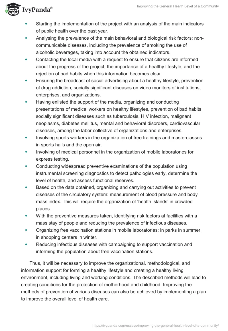 Improving the General Health Level of a Community. Page 2
