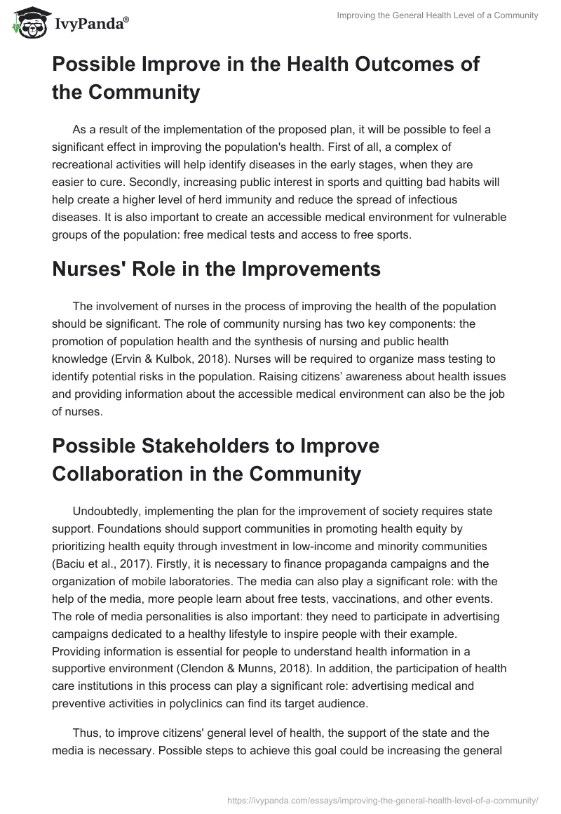 Improving the General Health Level of a Community. Page 3