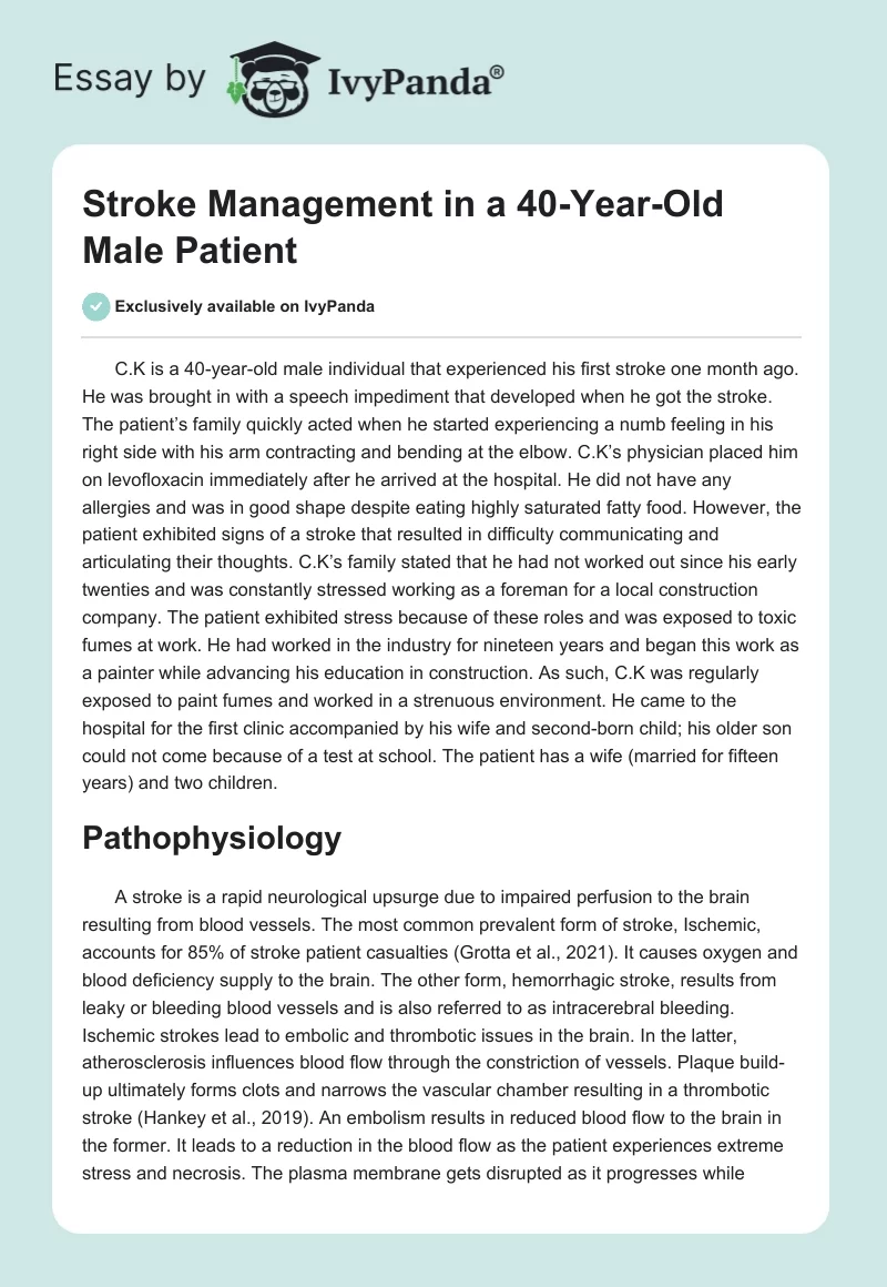 Stroke Management in a 40-Year-Old Male Patient. Page 1