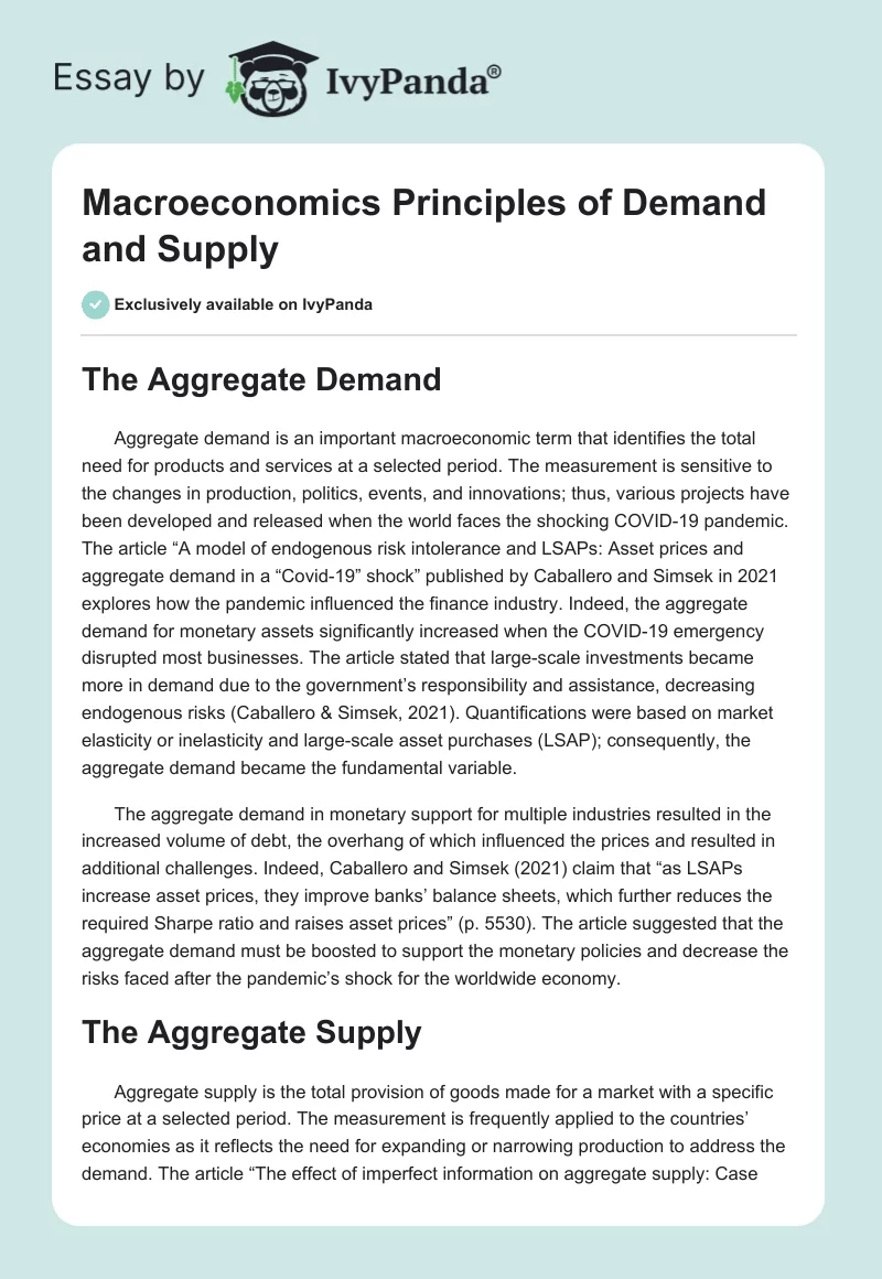 Macroeconomics Principles of Demand and Supply. Page 1