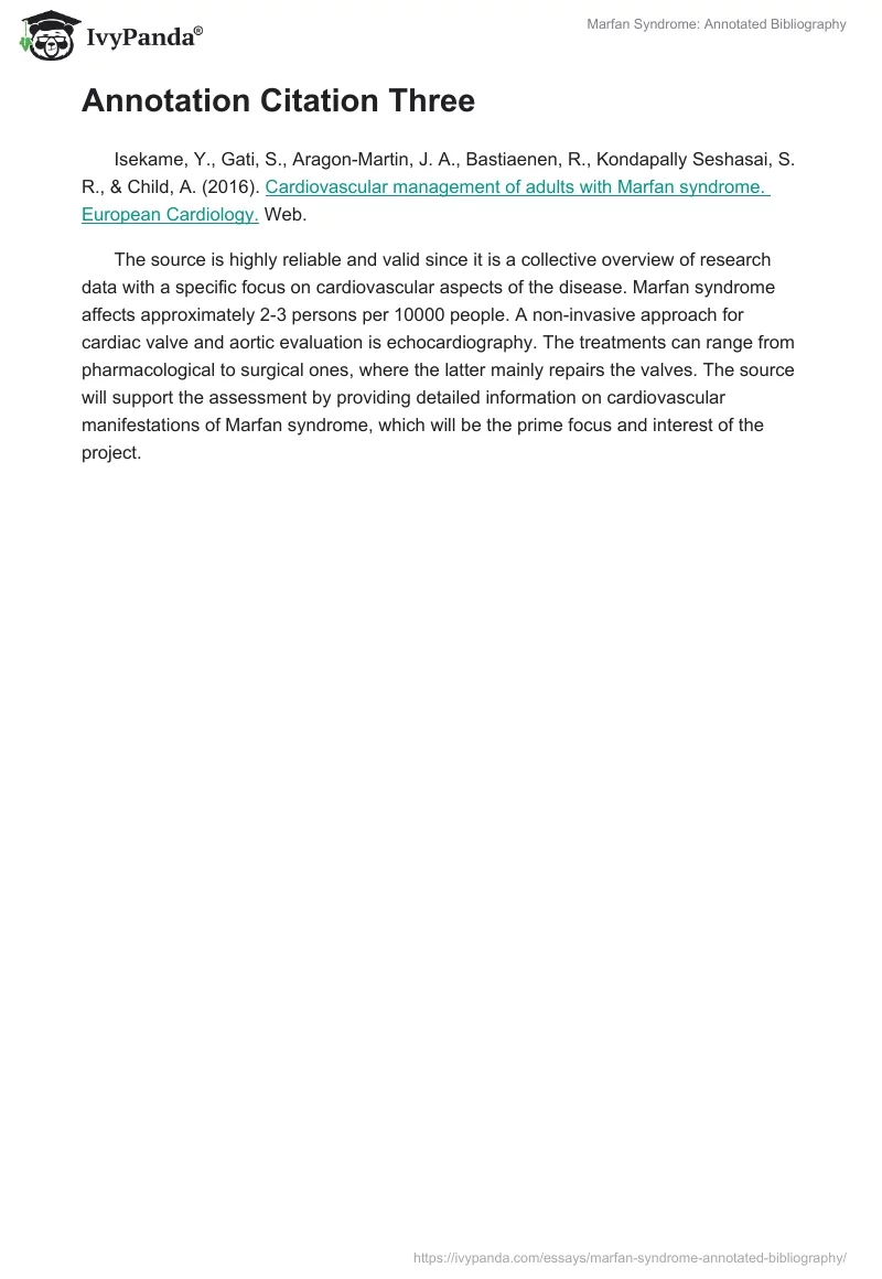 Marfan Syndrome: Annotated Bibliography. Page 2