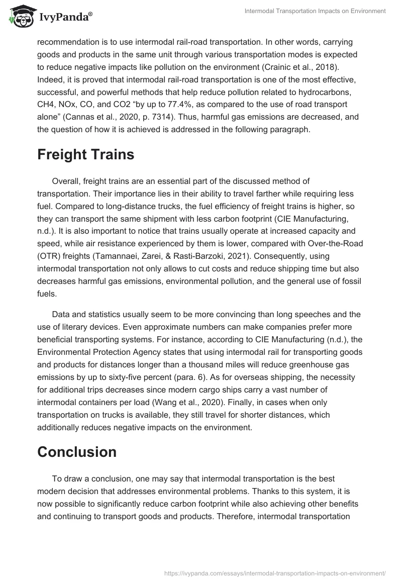 Intermodal Transportation Impacts on Environment. Page 3