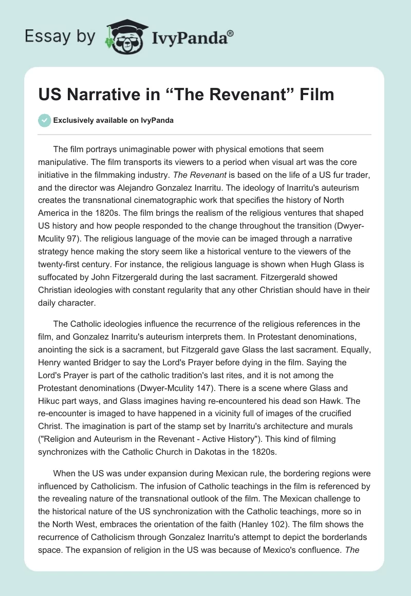 US Narrative in “The Revenant” Film. Page 1