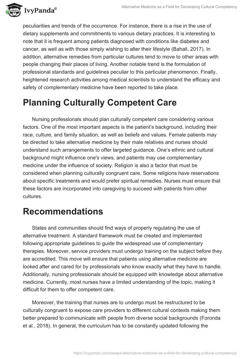 Alternative Medicine as a Field for Developing Cultural Competency. Page 2