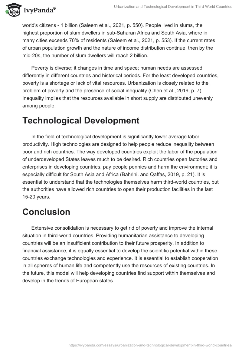 Urbanization and Technological Development in Third-World Countries. Page 2