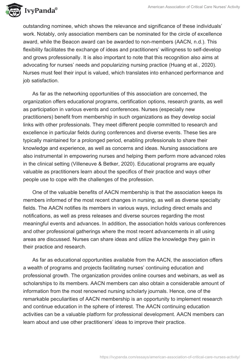 American Association of Critical Care Nurses' Activity. Page 2