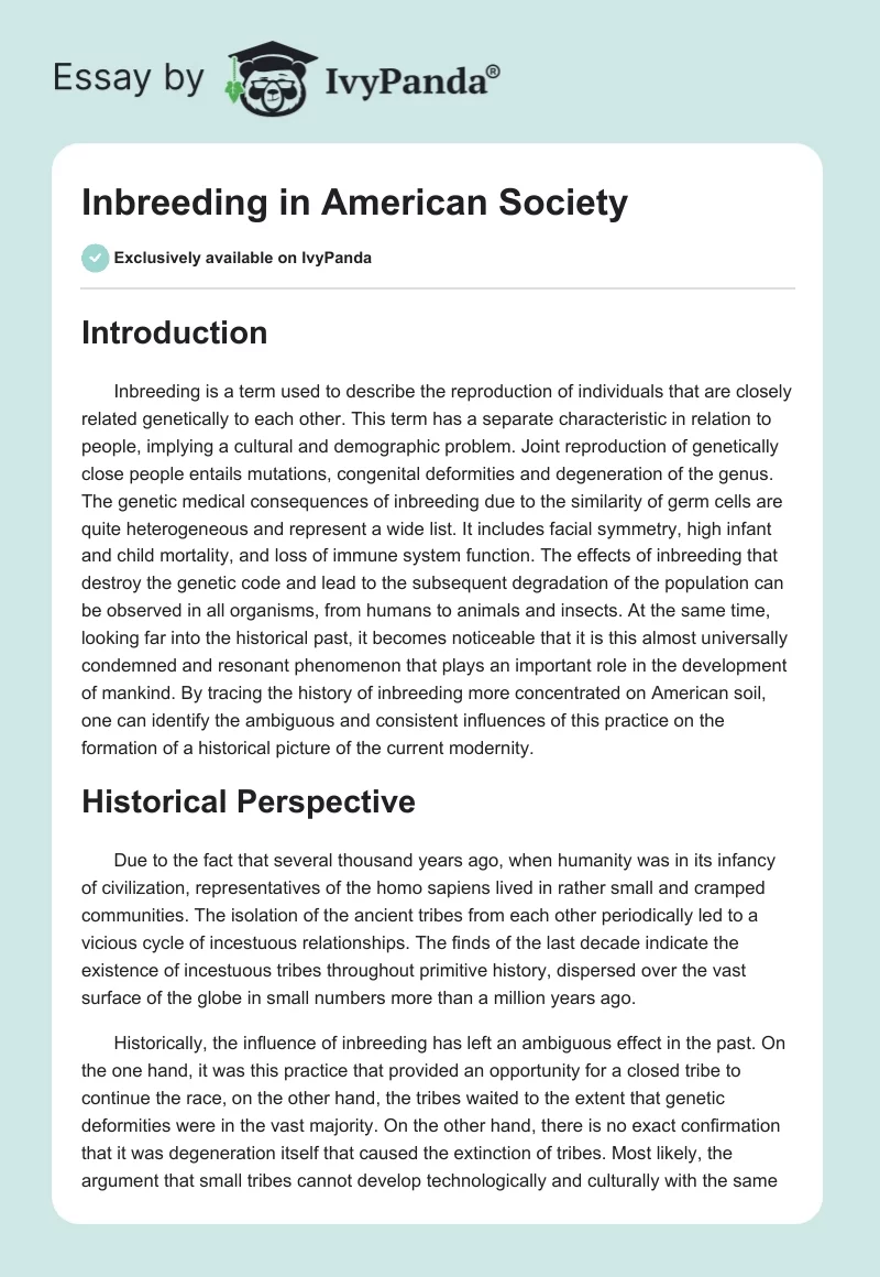 Inbreeding in American Society. Page 1