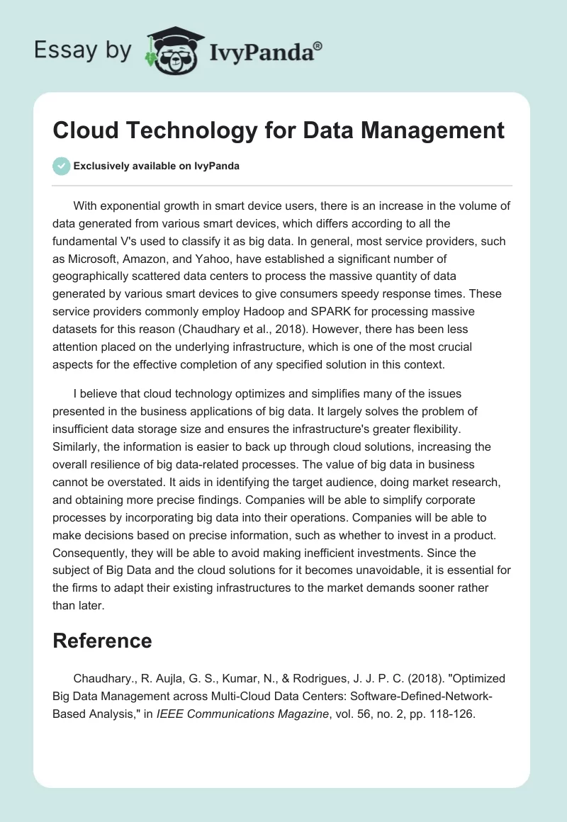Cloud Technology for Data Management. Page 1