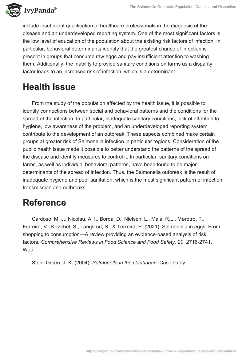 The Salmonella Outbreak: Population, Causes, and Disparities. Page 2