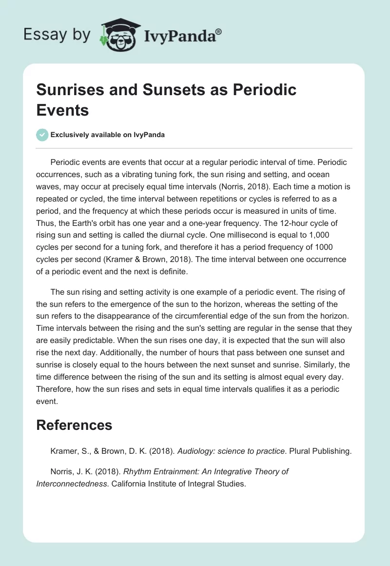 Sunrises and Sunsets as Periodic Events. Page 1