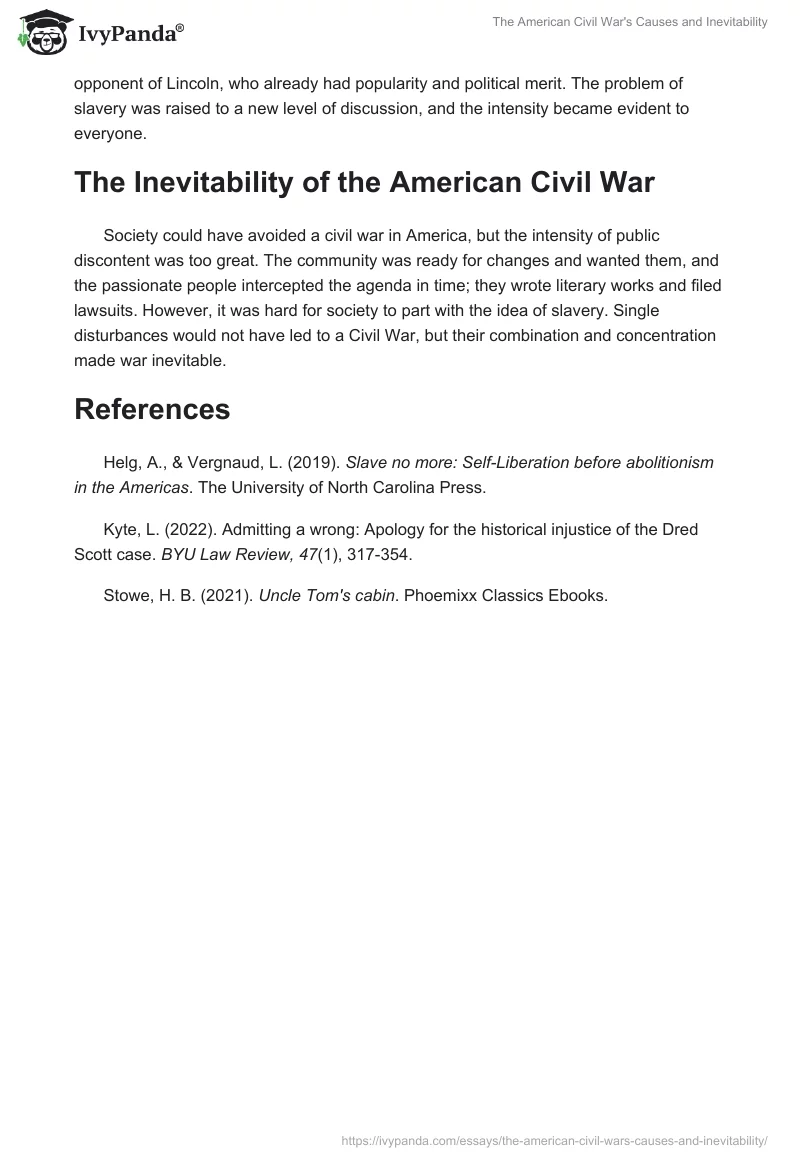 The American Civil War's Causes and Inevitability. Page 2