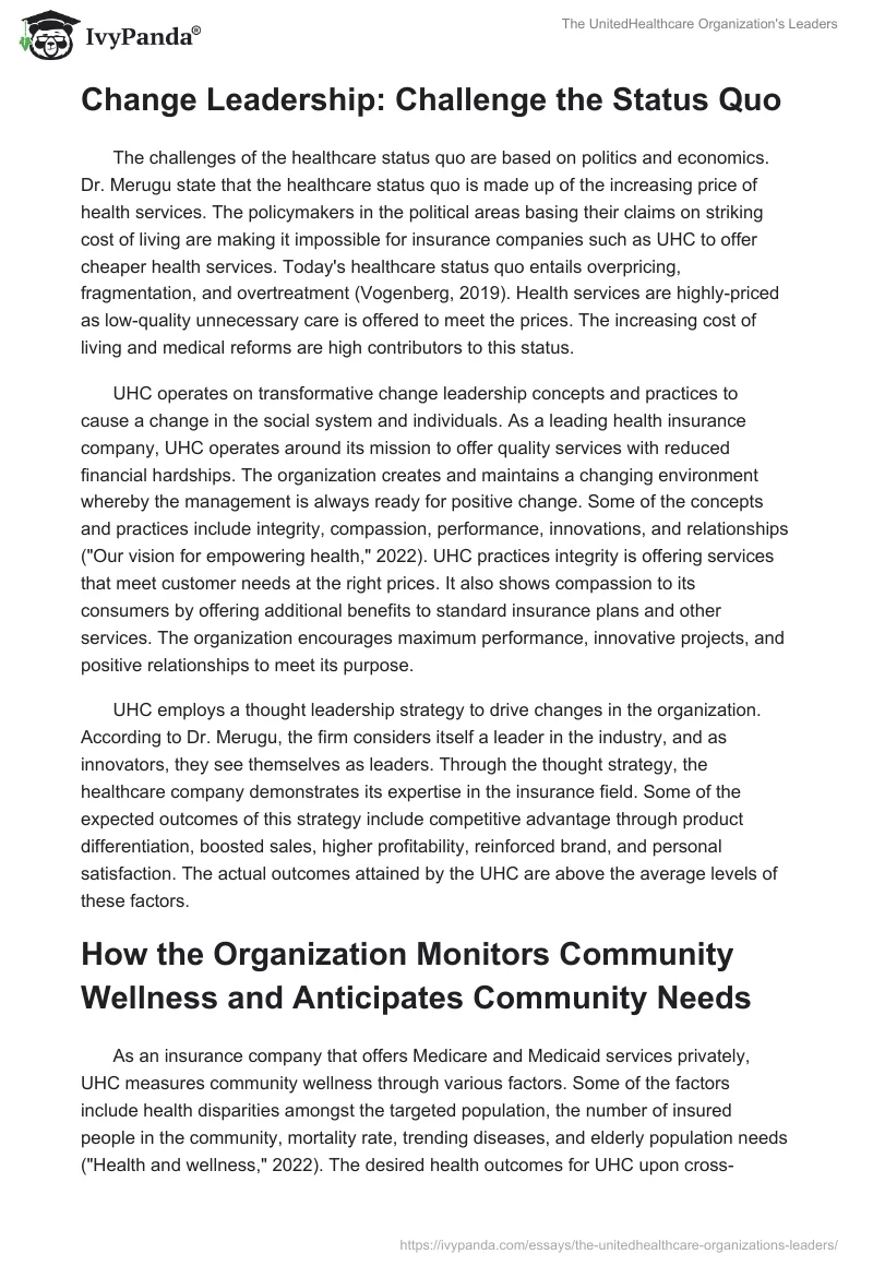 The UnitedHealthcare Organization's Leaders. Page 3