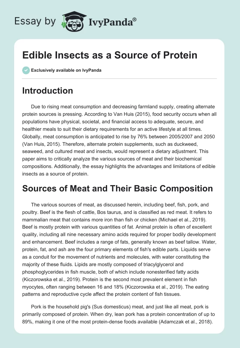 Edible Insects as a Source of Protein. Page 1