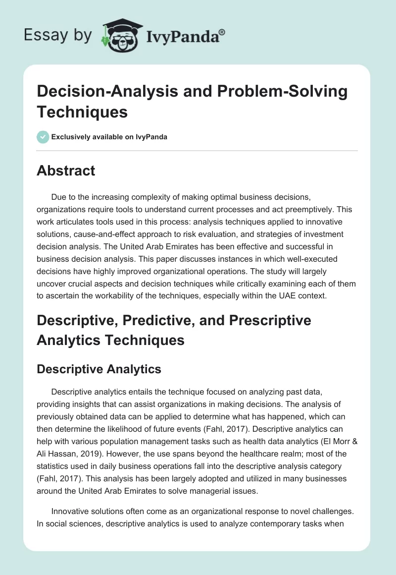 Decision-Analysis and Problem-Solving Techniques. Page 1