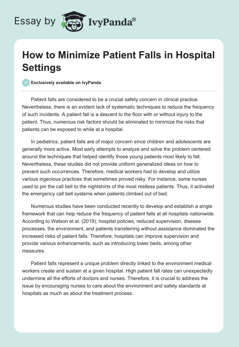 How to Minimize Patient Falls in Hospital Settings. Page 1