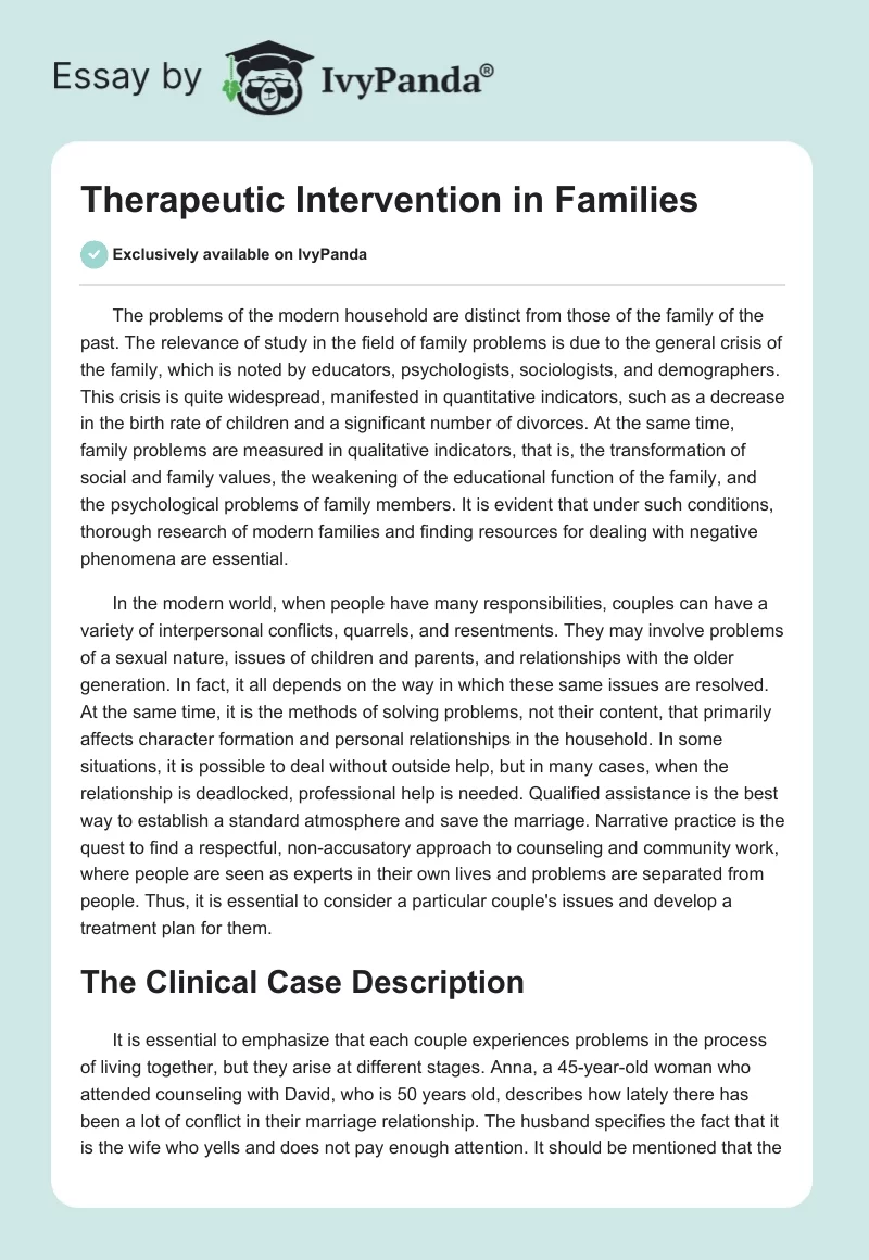 Therapeutic Intervention in Families. Page 1