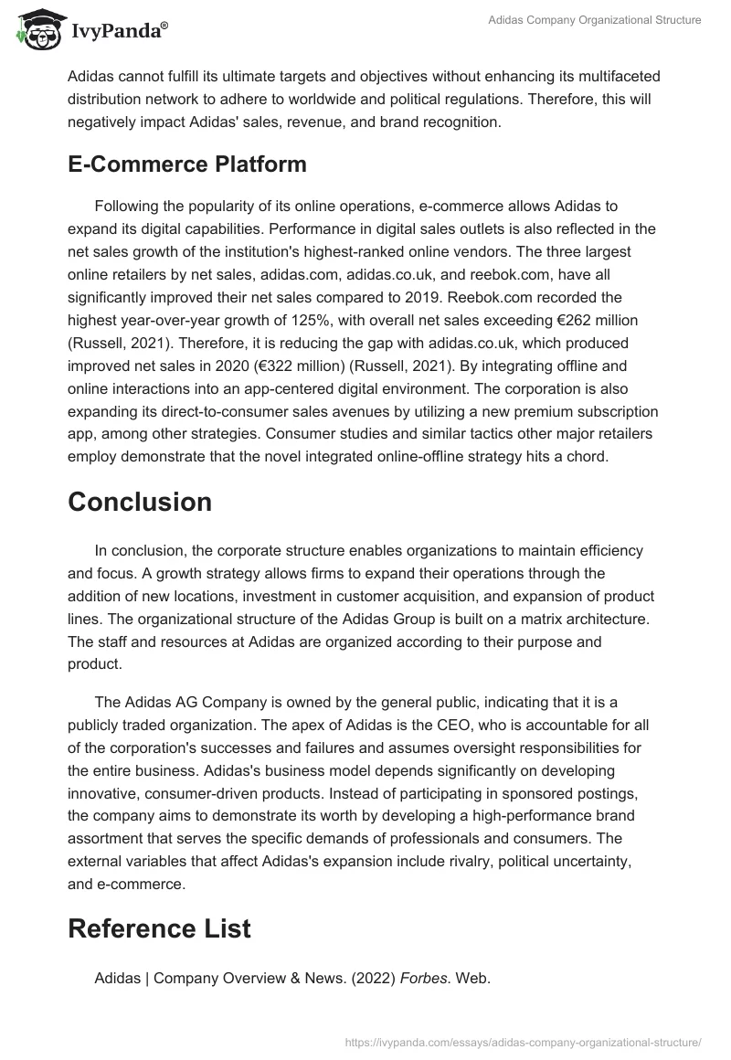Adidas Company Organizational Structure. Page 5