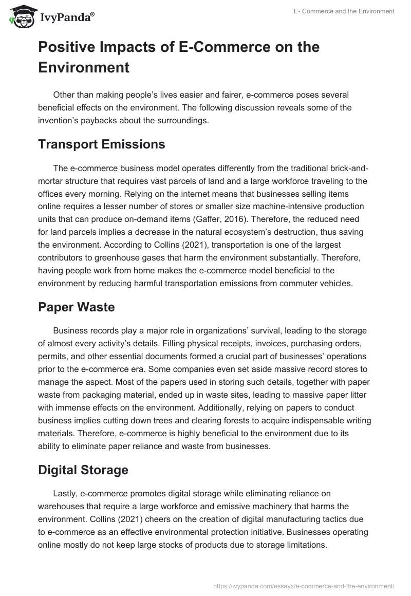 E- Commerce and the Environment. Page 2
